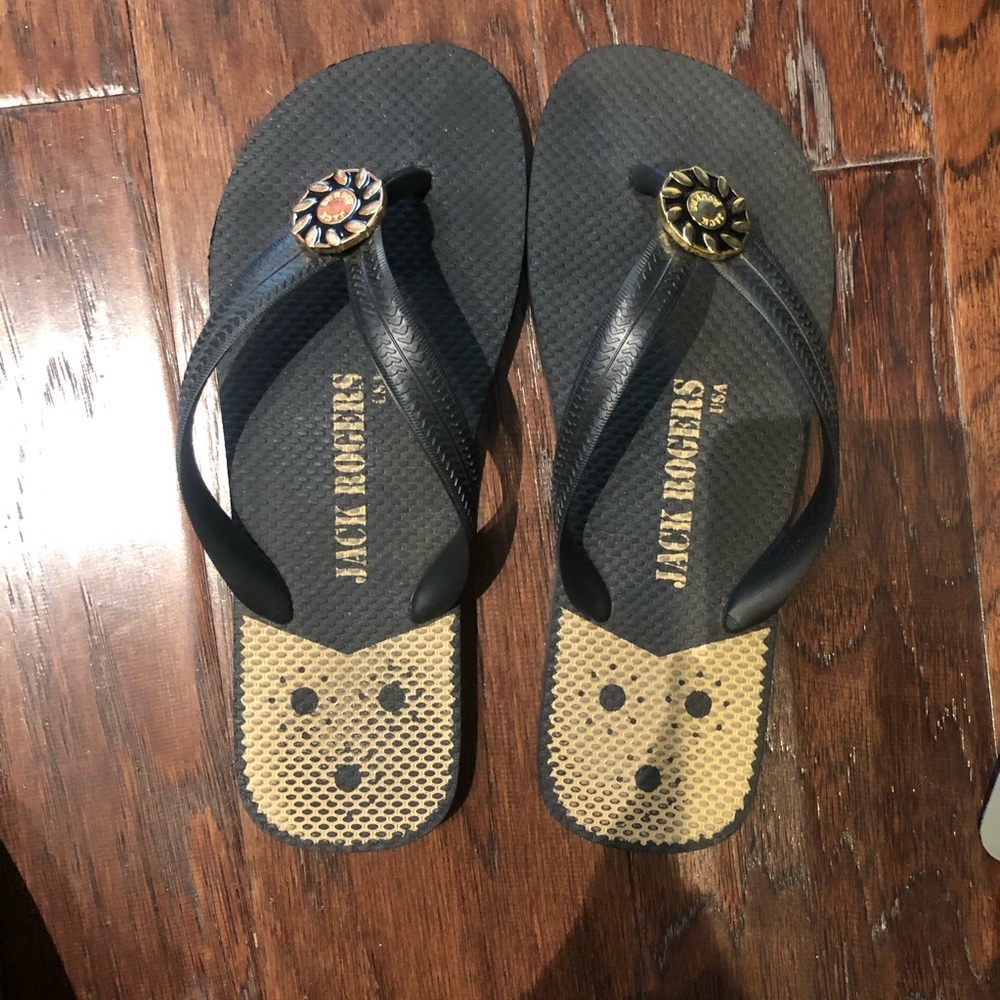 Jack Rogers Classic black summer thong sandals size 7/8